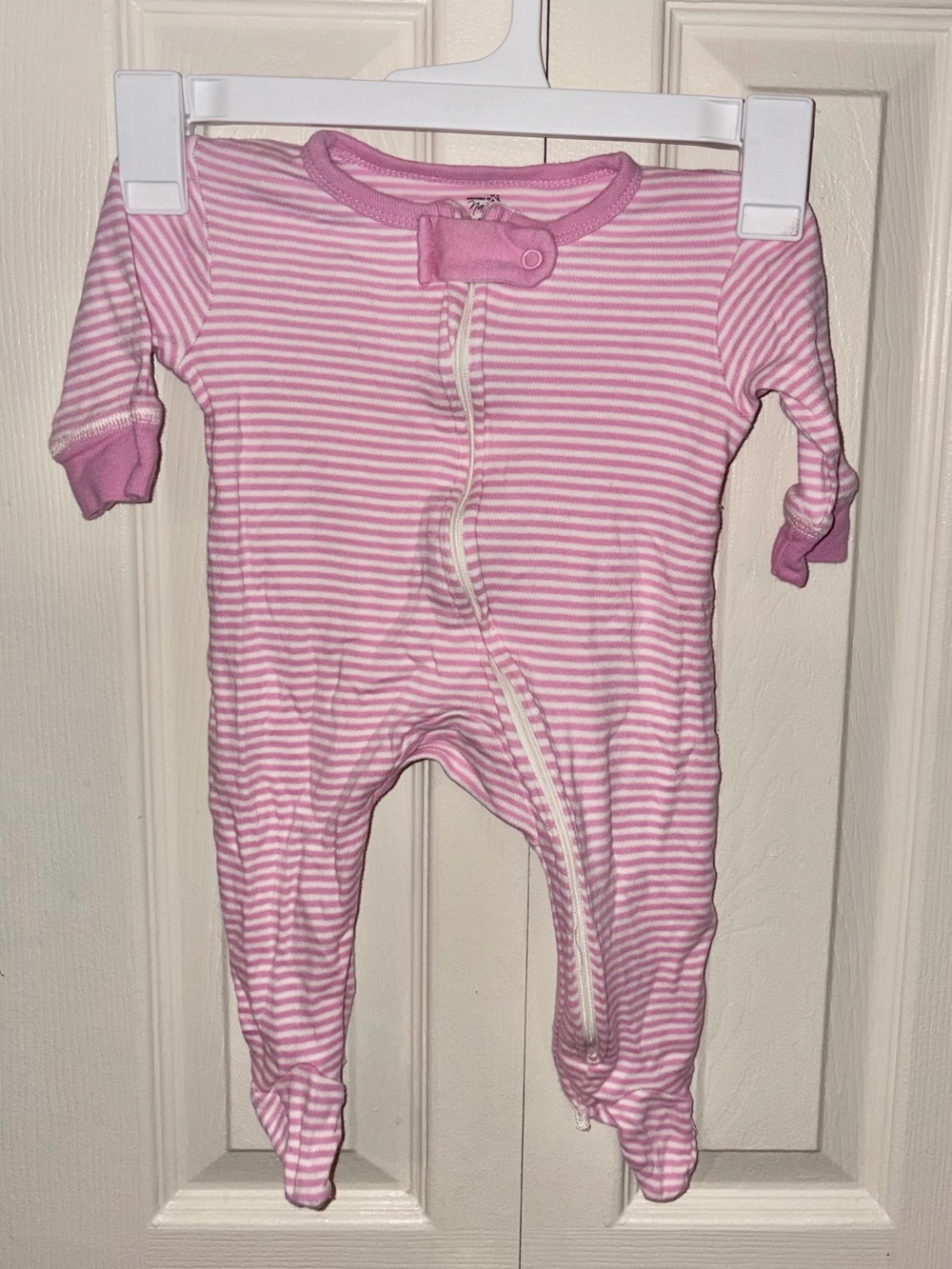 Touched by Nature 100% Organic Cotton Pink White Stripe Footed One-Piece Onesie